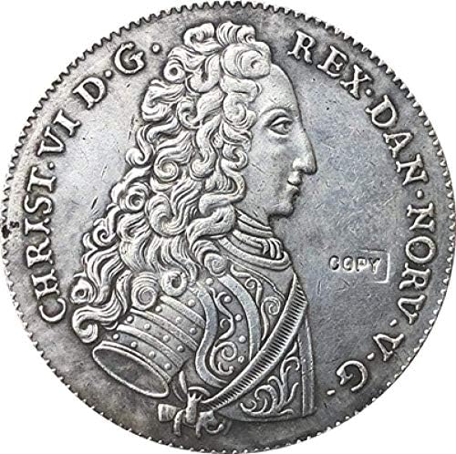 1733 Dinamarca 6 Mark Coin Copy 40 5mm Cópia Coleção Presentes