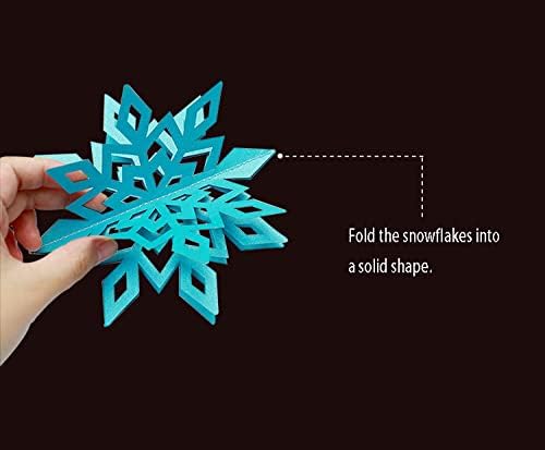 Winter natal pendurado em azul escuro Decorações de floco de neve escuro Ornamentos de floco de neve brilhantes em 3D de flocos