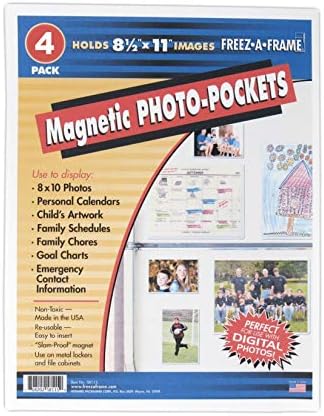 Freez a Frame 4 pacote 8,5 x 11 Menção magnética Use para 8 x 10 foto, moldura de arte infantil, calendário magnético Plastic