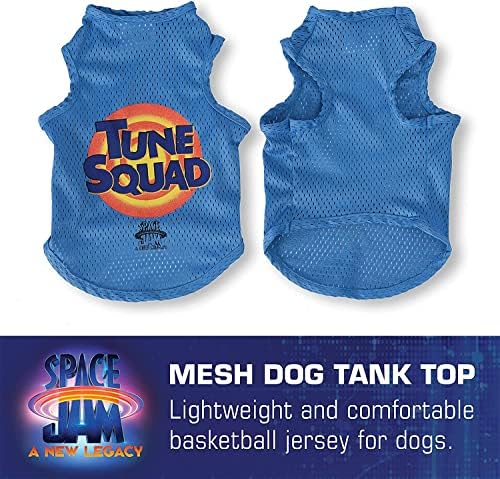 Looney Tunes Space Jam 2 Tune Squad Dog Top, camisa de cachorro pequeno | Space Jam Jersey, camisa de cachorro azul de malha