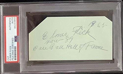 Elmer Flick assinado estatísticas de corte de beisebol 3x5 Phillies Hof Autograph PSA/DNA - bolas de beisebol autografadas