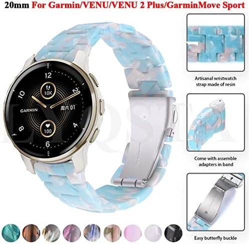 Banda de relógio de 20 mm de resina Makeey para Garmin Venu 2 m²/Venu2 Plus Forerunner 645 245 Garminmove Sports Straps Vivoactive