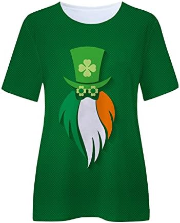 IIUs camiseta do dia de Saint Patrick para mulheres camisetas de pescoço curto verde gnomos lucky bluses top solto fit