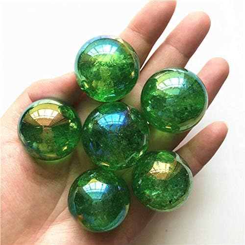 Shitou2231 1 pc 29-31mm eletroplatado de titânio verde aura de quartzo branco bolas de cristal decoração de esfera de cristal cálculos