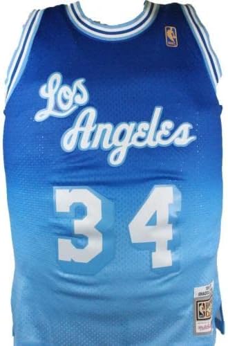 Shaquille O 'Neal assinou o Lakers Blue Mitchell e Ness HWC Swingman Jersey -Baw Holo - camisas da NBA autografadas