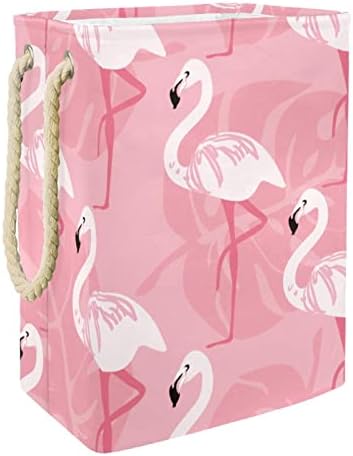 Indicultor tropical padrão flamingo rosa grande cesto de roupa prejudicável a água cesto de roupas prejudiciais para roupas para o organizador de brinquedos, decoração de casa para banheiro do quarto
