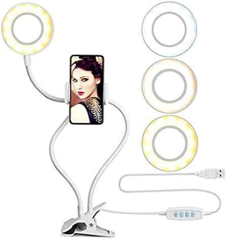 Yabaa Universal Selfie Ring Light com suporte de celular flexível lâmpada de mesa de suporte preguiçoso LED para o YouTube Live Stream