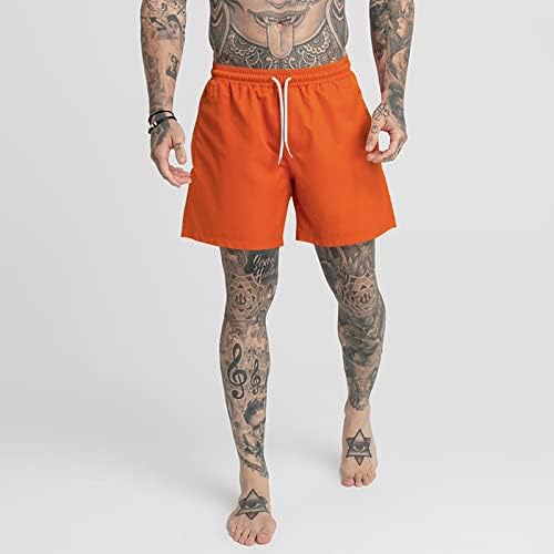 Shorts atléticos de Miashui Mens com Liner Multifuncional Calças de 5 minutos de cor sólida CARPENTER DE CARPENTERS SOLID