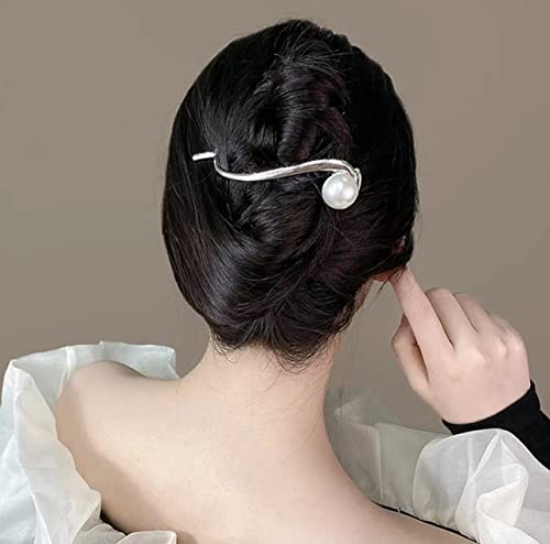 Ahoney 4 PCS Hairpin Pearl Barrettes For Women 4,2 Clipes de cabelo francês para cabelos pérolas