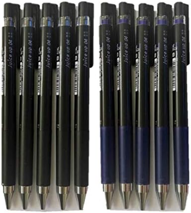 Suco piloto até 04 caneta de tinta de gel retrátil, ponto ultra fino 0,4 mm, 5 preto e 5 azul-preto