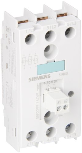 Siemens 3RF22 55-1AC45 Relé de estado sólido, 45 mm, 3 fase, trid-fase, terminal de parafuso, comutação de ponto zero, tensão operacional nominal de 48-600V, corrente 55A do tipo, 110VAC, liquidação de tensão de fornecimento de controle