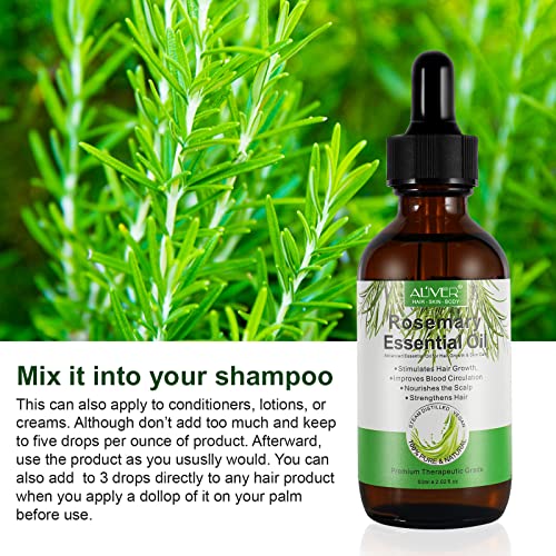 Óleo essencial de alecrim ZIXAOK, óleo de alecrim avançado para crescimento do cabelo, natural orgânico, reduz a perda de cabelo,