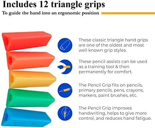 O punho de lápis- punho de triângulo clássico, porta-lápis, auxílio ergonômico de escrita, garras de lápis para caligrafia infantil, perfeita para usuários da direita ou esquerda, cores variadas, pacote de 48