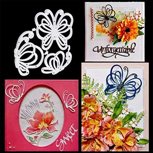 Die Cuts para fabricação de cartas, recortes de recados, 3 Butterflies Die Cuts, Metal Die Cutts Cuttilhas Matem de estêncil de metal