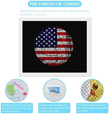 Kits de pintura de diamante de vôlei de bandeira dos EUA kits de diamante 5D DIY DRINHA FULHA FILIONAL DE RETRAS DE ARTES DE PAREDE
