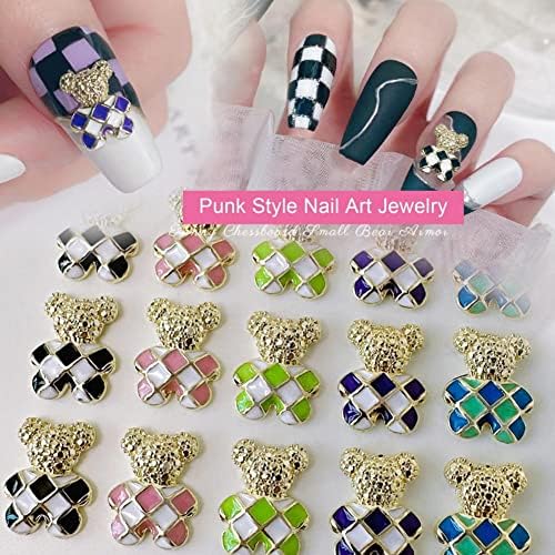 Textura clara 10pcs atraentes de estilo punk de estilo punk urso de urso decoração de unhas colorfast salon suprimento de