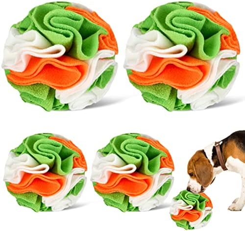 Honoson 4 PCs Dog Snuffle Ball, estimulando mentalmente o tapete interativo de cães cheirando brinquedos para enriquecimento de animais de estimação alívio do estresse do jogo de alimentação