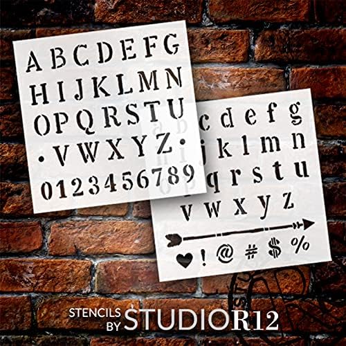 Estomncos de letras desenhadas à mão por Studior12 | Estêncil de alfabeto completo reutilizável | DIY diário e scrapbooking | Selecione
