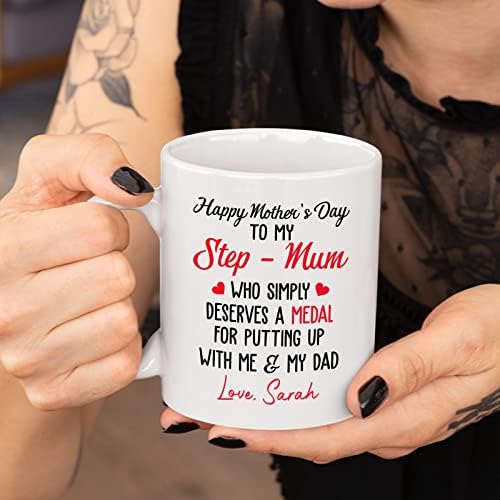 Xícara de chá de mamãe personalizada, bônus personalizada copo de café da mãe, xícara de porcelana de nomes personalizados,