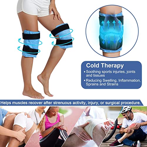 Revix Packs de gelo para lesões no joelho reutilizáveis, Gel Ice Wraps com compressão a frio e reutilização do tornozelo
