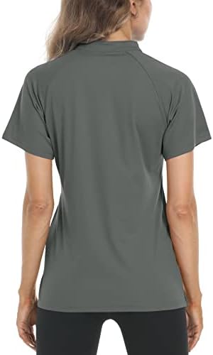 Magcomsen feminino camisetas de pólo de golfe em v-shirts casuais upf 50+ rápido seco de manga curta camisa pique jersey