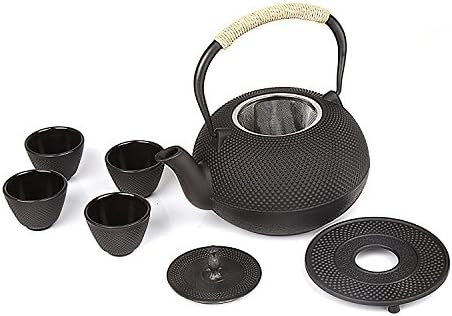 Conjunto de chá de panela de ferro fundido japonês de 6 peças