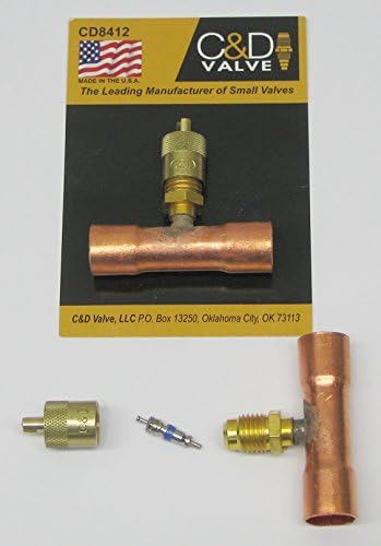 Válvula C&D CD8412 - Tee de acesso ao cobre, 1/2 com 1/4 m. Acesso à explosão em tubo de cobre de 1/2 , arrastado em cada extremidade