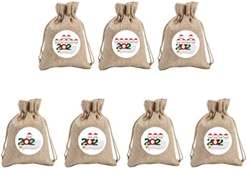 Kesyoo Goodie Bags 7pcs Bolsa de presente de linho de Natal Bolsas de presente