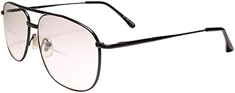 Classic Retro Black Aviator Spring Hinge Hinge Temple Bifocal 3.50 LEITURA CONTES