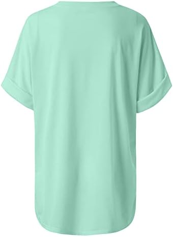 Blusas para mulheres gradiente casual de negócios solto manga curta ajuste diariamente camisetas básicas de túnica com bolso