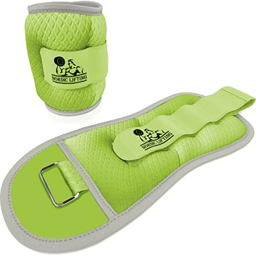 Pesos do pulso do tornozelo dois 2 libras - pacote verde com sapatos Venja tamanho 9 - branco