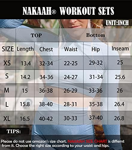 Conjuntos de treinos nakaah para mulheres com cintura alta de altas colheitas fofas de ioga roupas de duas peças