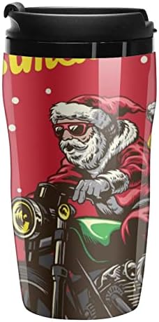 Papai Noel Claus Motorcicleta Cara de café Clear Coffee Reutiliza Drink Water Bottle com parede dupla de tampa para trabalho de