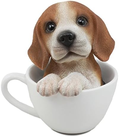EBROS Adorável Teacup Beagle estátua de cachorro 5.5 Pocket Baagle de cachorro de bolso alto decoração de raça colecionável com olhos de vidro