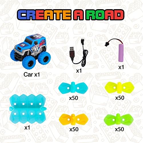 Brinquedos de pista de carros de corrida para crianças, brinquedos de carros de corrida com luz LED e faixa de magia variável flexível,