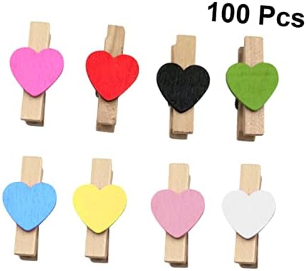 Sewacc 100pcs Mini Fictes Clipes coloridos clipes de foto clipes de madeira clipe de coração cor de decoração clipes pequenos