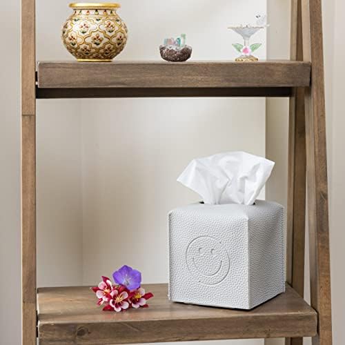 Caixa de lenço de papel de couro quadrado - capa da caixa de cubos de tecidos para mesa - caixa de capa de lenço de papel