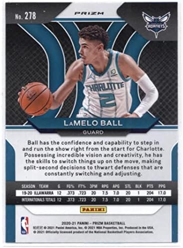 2020-21 Panini Prizm Prizms Silver 278 Lamelo Ball RC-Charlotte Hornets NBA Basketball Card NM-MT