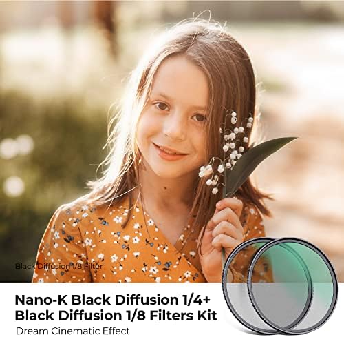 K&F Concept 67mm Difusão preta 1/4 e 1/8 Filtros Kit Filtros cinematográficos de efeito definido com uma camada multi -camada para lente de câmera - Série K