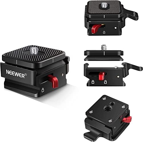 Placa de liberação rápida do Neewer, adaptador de montagem da câmera com rosca de parafuso de 1/4 e 3/8, sistema de liberação