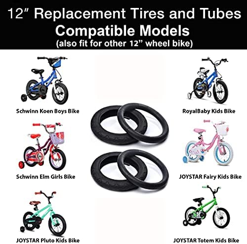 Calpalmy 12 “Pneus de substituição de bicicleta infantis e tubos internos - se encaixa na maioria das bicicletas infantis como