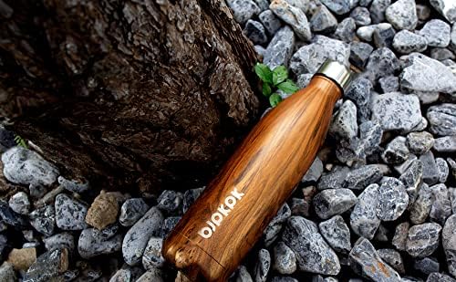 BJPKPK Aço inoxidável garrafas de água, 17 oz de metal isolada garrafa de água reutilizável esportes térmicos garrafa -wood Graphics -Green