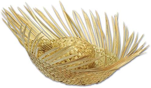 Beistle 12 peças Chapéus de praia de palha para suprimentos para festas de praia havaiana de luau