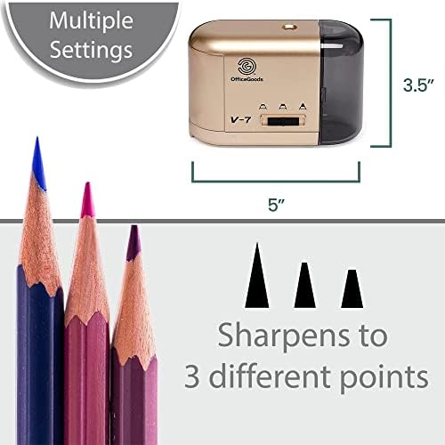 Officegoods Sharpador de lápis elétrico - Apontador portátil com bateria ou cordão - Lápis de cor afia perfeitamente,