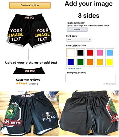 O2Tee Design Your Own Muay Thai Shorts Combate Fight MMA Boxer Boxer Trunks