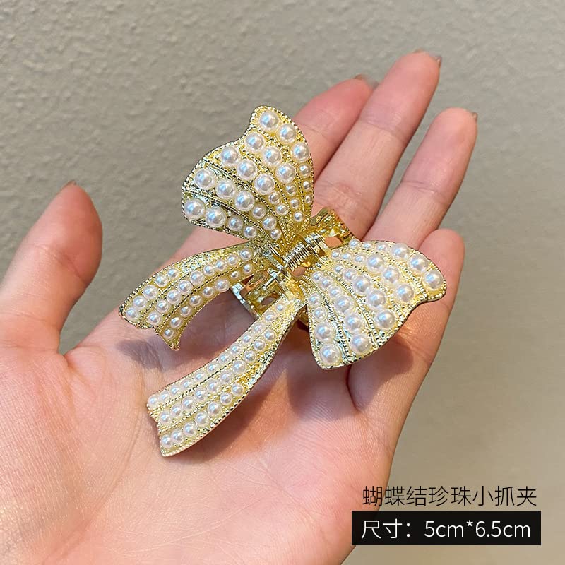 Clipe de garra retro feminino clipe de caranguejo poderoso clipe de cabelos de pérola de borboleta de borboleta de borboleta de borboleta
