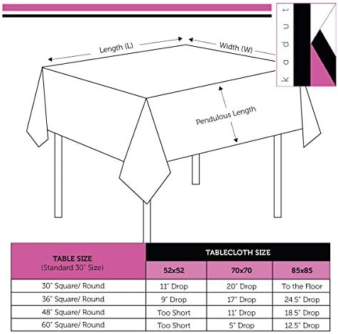 Toca de mesa quadrada de Kadut 52 x 52 polegadas de mesa quadrada branca para mesa quadrada ou redonda | Pesado | Tocada