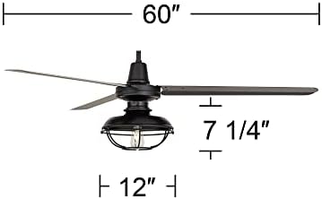 Casa Vieja 60 Turbina Industrial Moderno Moderno 3 Blade Indoor Fã de teto externo com luz LED Light Remote Matte preto preto