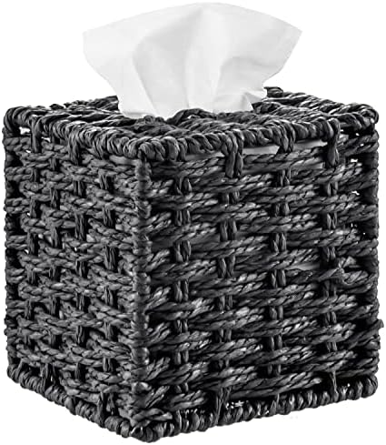 Mygift decorativo preto tecido quadrado suporte caixa