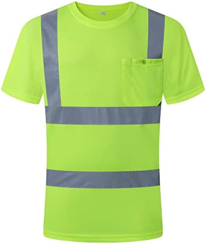JKSafety Hi-vis Apparel de segurança reflexivo | T-shirt de trabalho diário Cor amarela com tiras retro-reflexivas costuradas